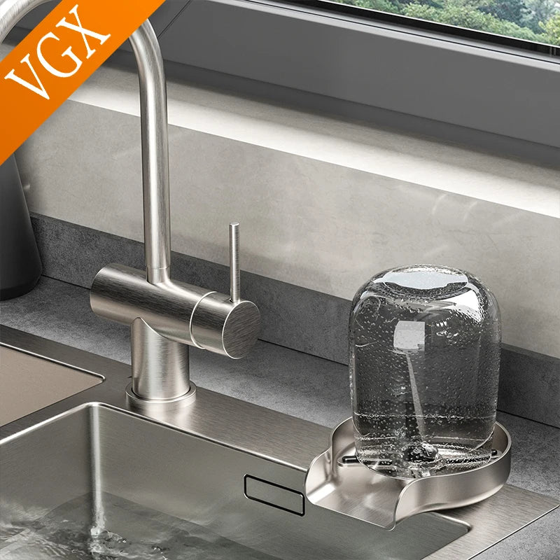 VGX Automatic Cup Washer Rinser Glass Cup Washer Bar Beer Milk Tea Cup Cleaner Faucet Stainless Steel 304 Kitchen Accessories
