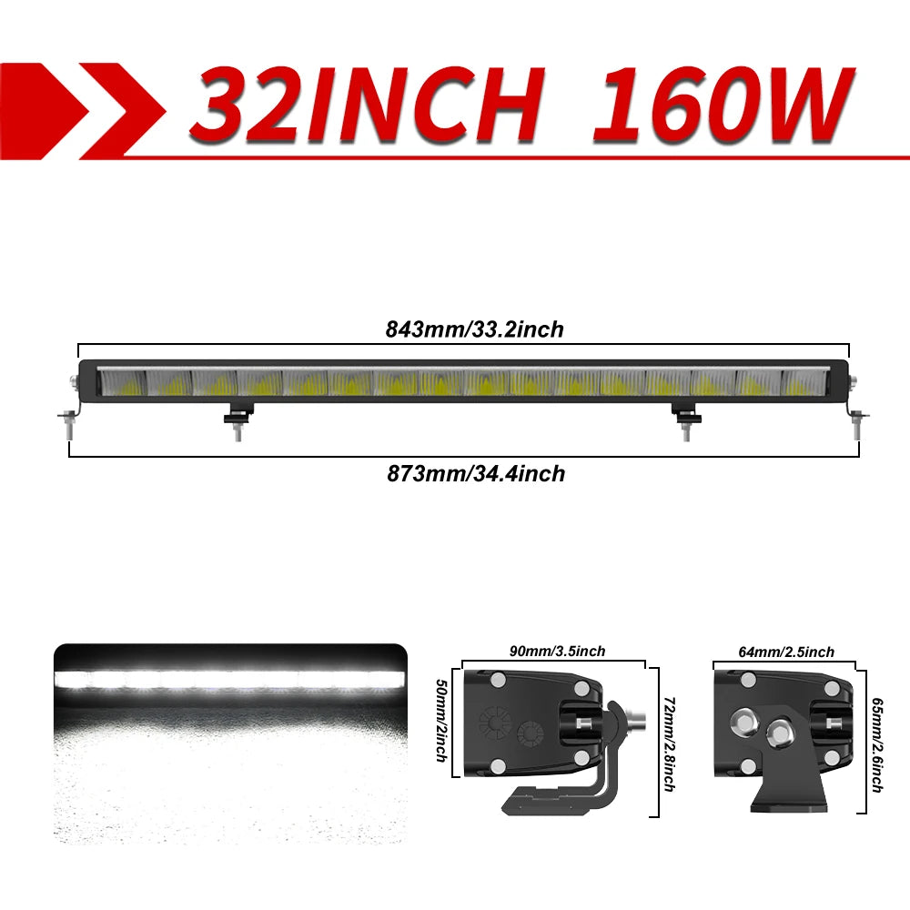 CO LIGHT 42 inch Single Row Off Road LED Driving Roof Bumper Light Bars DRL 2 Style Mounting Brackets for Off road ATV UTV SUV