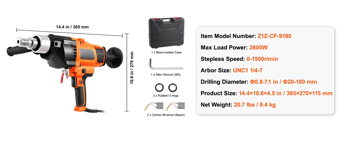 Carotteuse a main Diamètre de forage foreuse