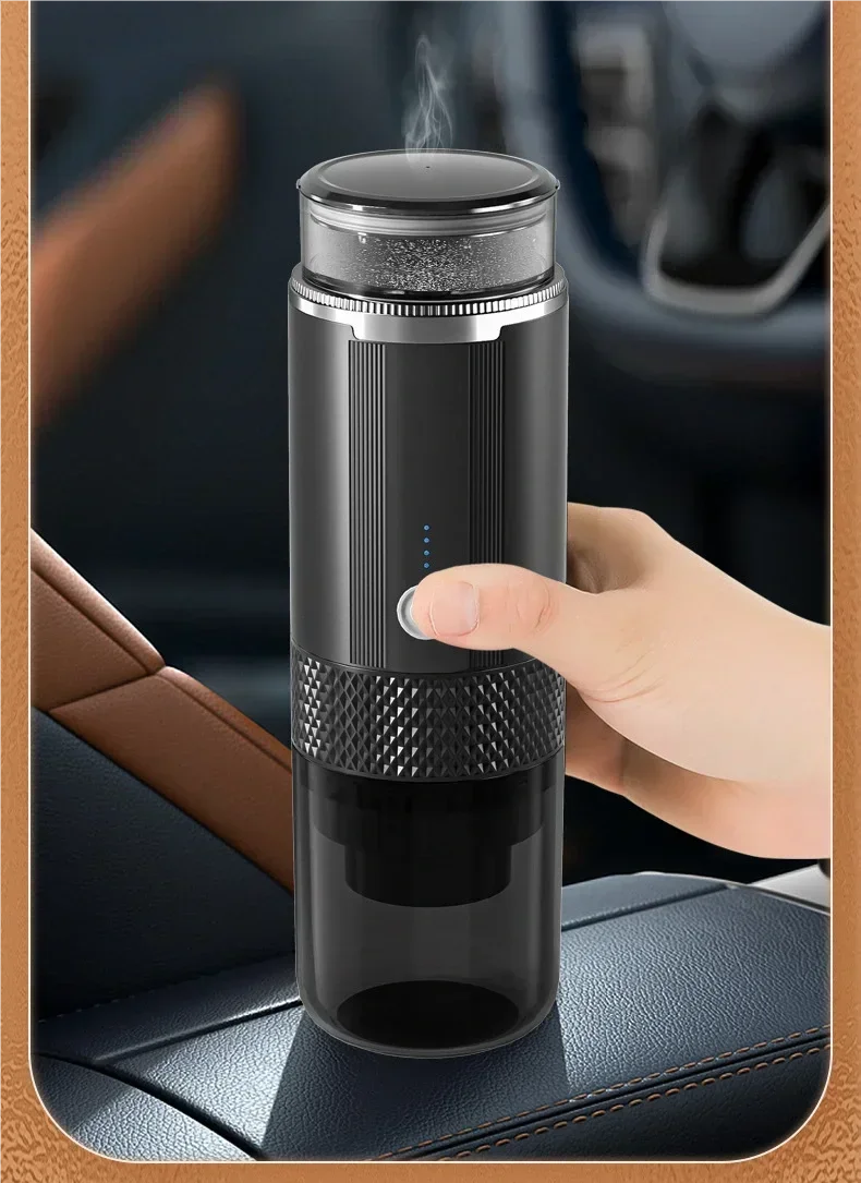 Portable electric coffee machine is suitable for ground coffee and KCUP capsules, but it does not have a heating function