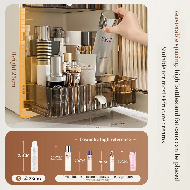 Desktop Cosmetic Storage Cabinet Large Capacity Drawer Makeup Organizer Box Luxury DustProof Perfume Lipstick Skincare Holder