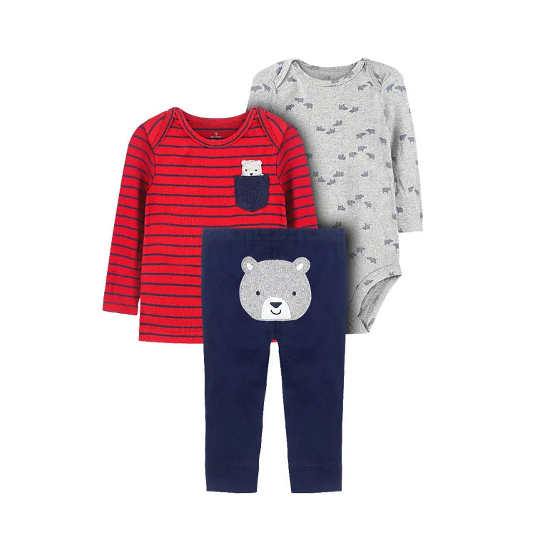 3Pcs Baby Clothes Set Cartoon Bodysuits Pp Pant Fashion Newborn Cotton Jumpsuit Pants Kids Toddler Rompers Clothing 6-24M