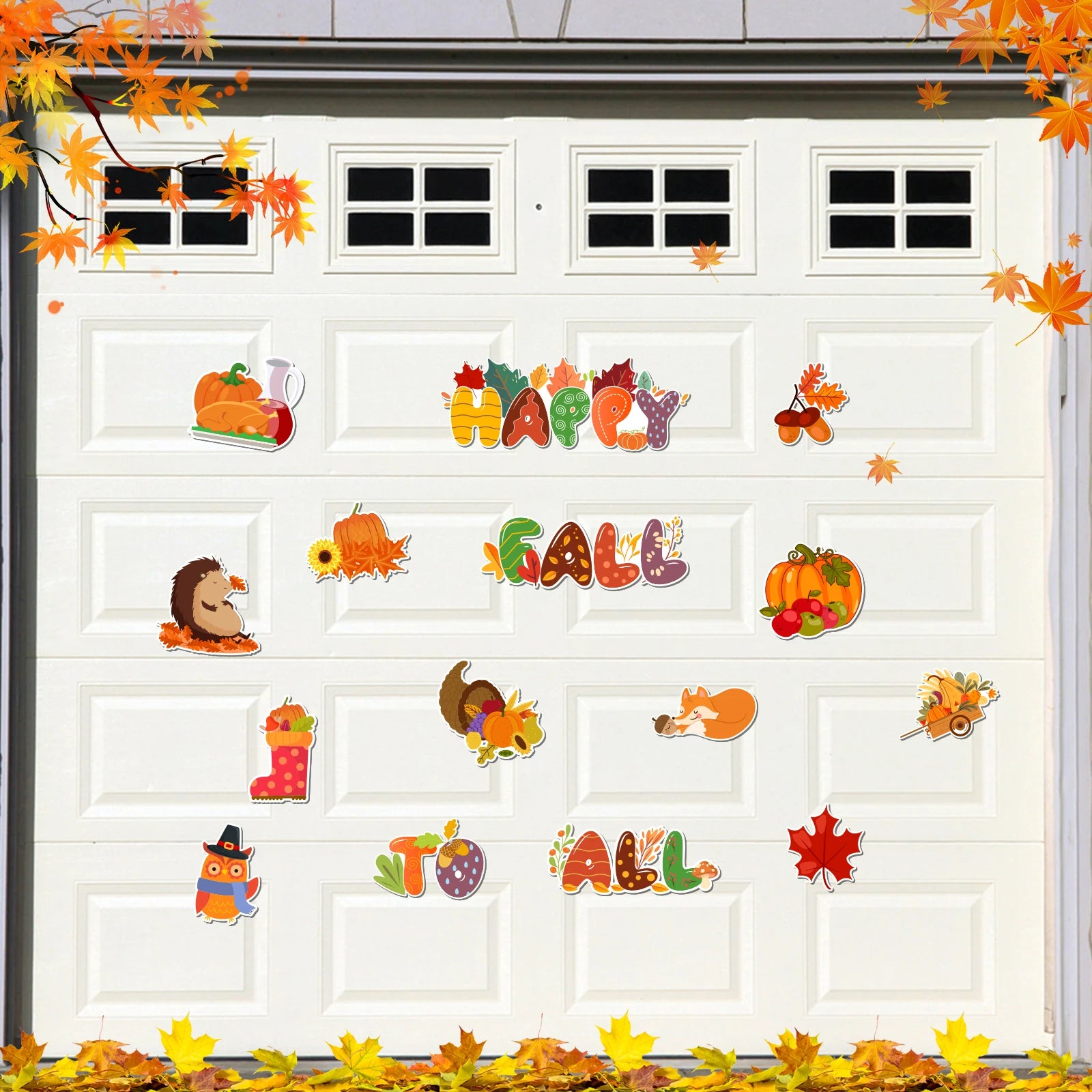 15Pcs Fall Magnets Decorations, Fall Thanksgiving Reflective Car Refrigerator Magnets, Holidays Magnetic Stickers Magnet Decal A