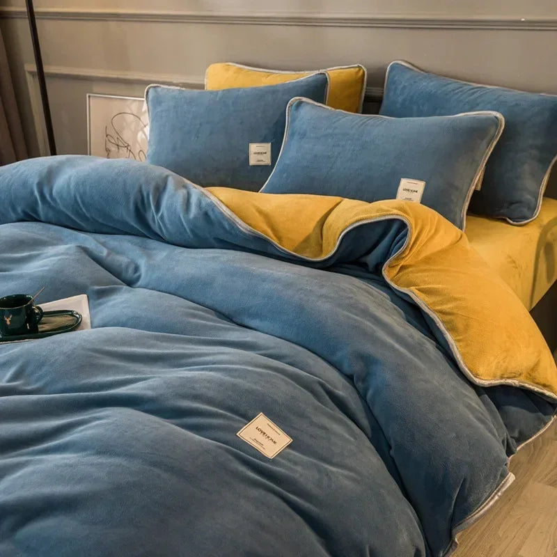 Winter New Coral Velvet Warm Quilt  Cover Soft Plush Quilt Cover Flannel Duvet Cover Bedding Home housse de couette 이불커버