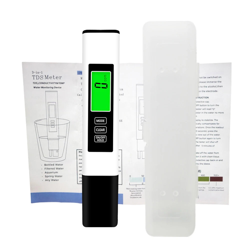 4 in 1 Digital Water Quality Tester TDS Meter EC Meter & Temperature Meter for Drinking Water Hydroponics Aquariums Pools