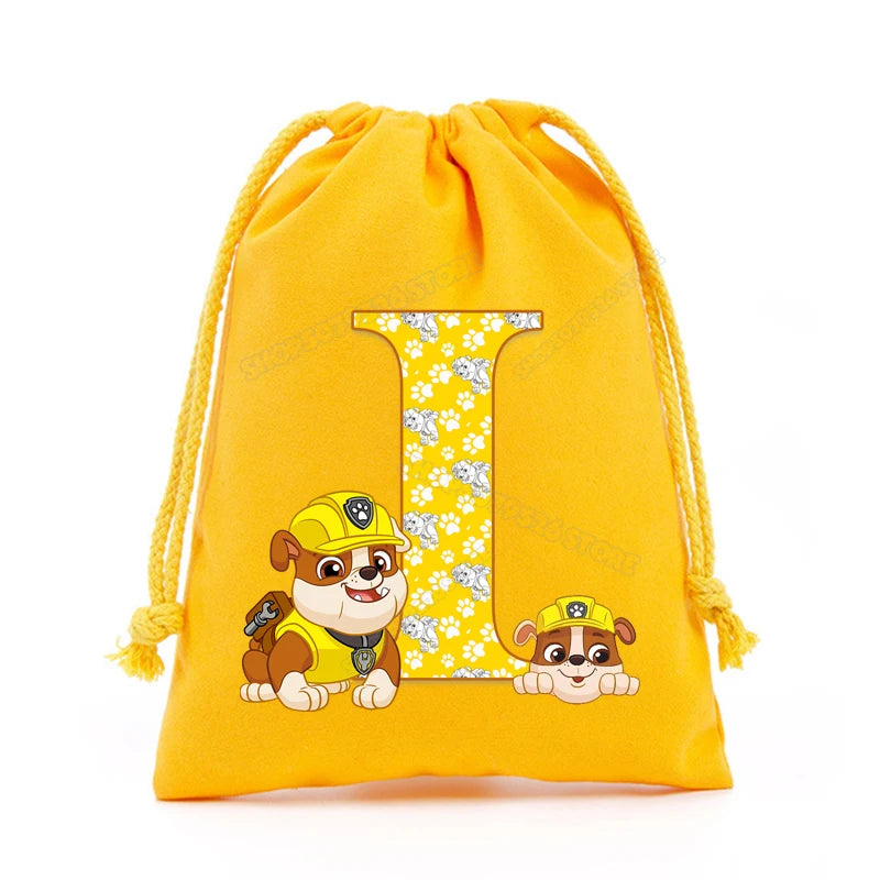 Paw Patrols Drawstring Storage Bag Rubble A-Z Letter Candy Gift Package Cartoon Key Pouch  Earphone Data Cable Dustproof Sacks