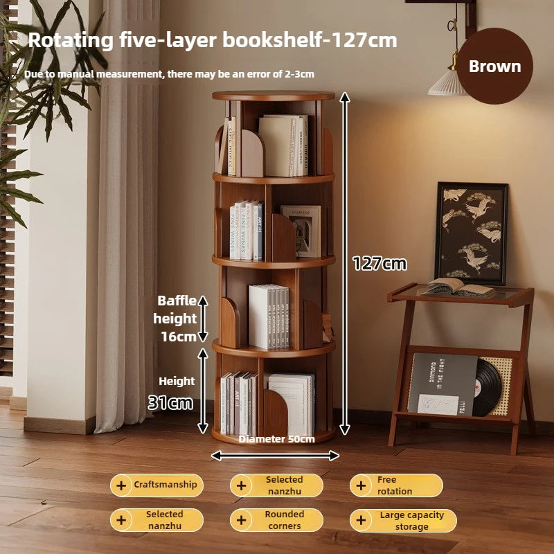 360 °   Bibliothèque rotative – Armoire de rangement mobile pour la maison et le salon