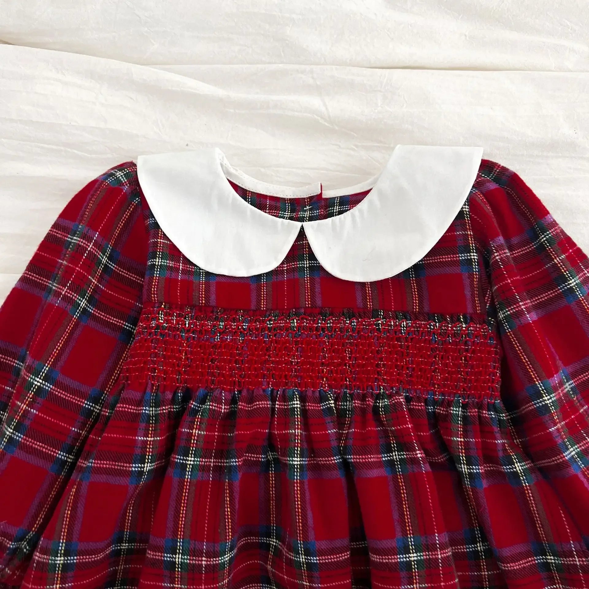 Christmas Infant Baby Girl Romper Autumn Winter Newborn Baby Girl Children Clothes Red Plaid Lapel Long Sleeved Newborn Romper
