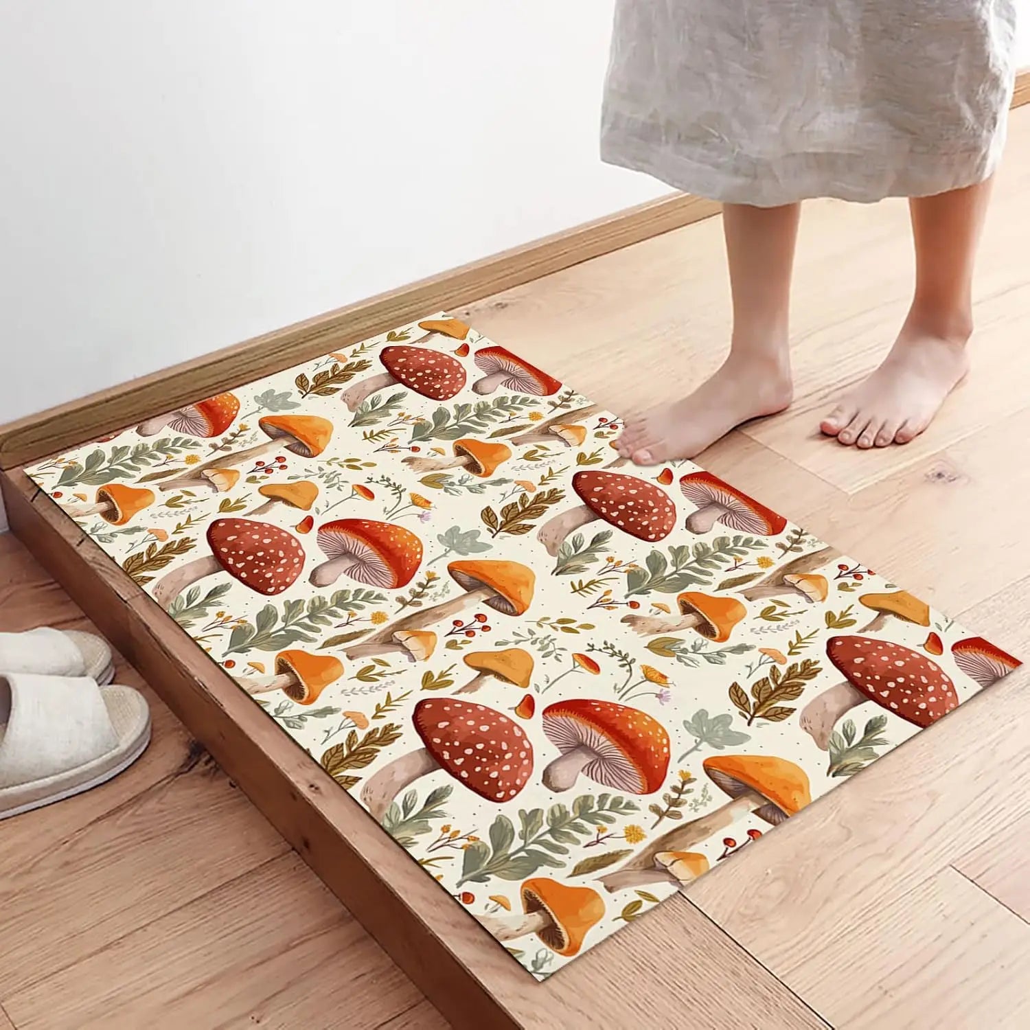 Fall Harvest Mushroom Welcome Entrance Door Mat Home Decor Anti-slip Corridor Balcony Rugs Kitchen Floor Mat Bathroom Foot Mat