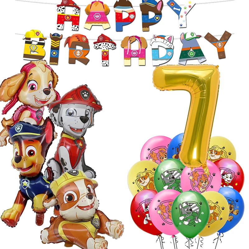 Paw Patrol Birthday Decoration Tableware Tablecloth Children Gift Candy Box Backdrop Dog Balloon Party Favors For Kids Birthday