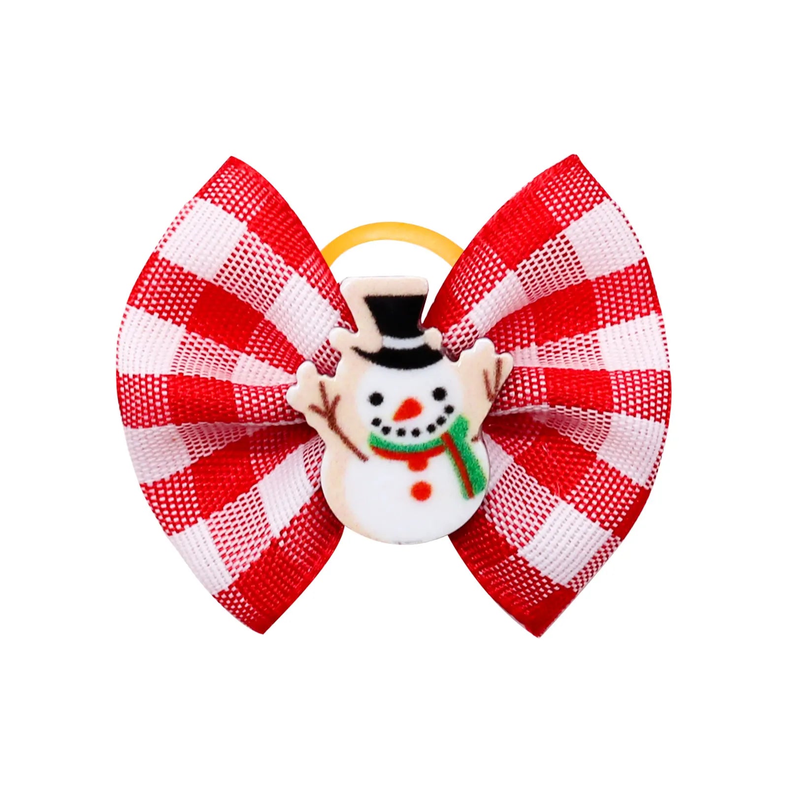 10/20/30pcs Small Dogs Hair Accessories Winter Plaid Dog Bows With Rubber Bands Snowman Ornament Pet Dog Grooming Accessories