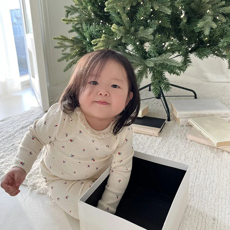 2025 Spring New Baby Long Sleeve Clothes Set Infant Floral Tops + Pants 2pcs Suit Cotton Baby Home Clothing Boys Girl Outfits