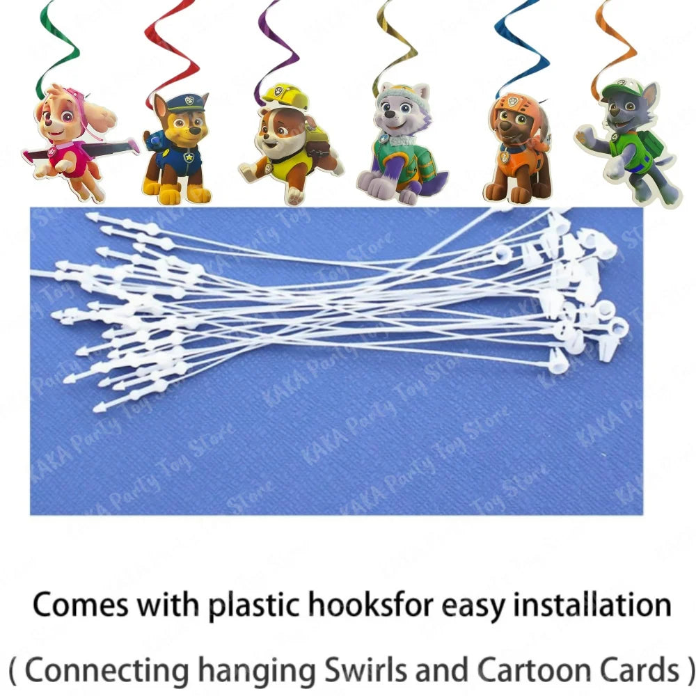 Paw Patrol Birthday Decoration Cartoon Puppy Paper Banner and 6 Hanging Swirls for Kids Boys Baby Shower Party Supplies Set