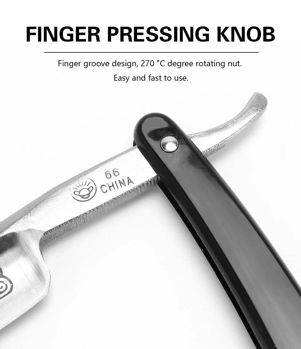 Rasoir droit manuel classique pliant en acier inoxydable