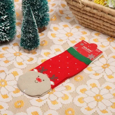 1 Pair Cotton Spring Winter Autumn Baby Girls Boys Kids Socks Children Striped Terry Snowflake Elk Santa Claus Christmas Bear