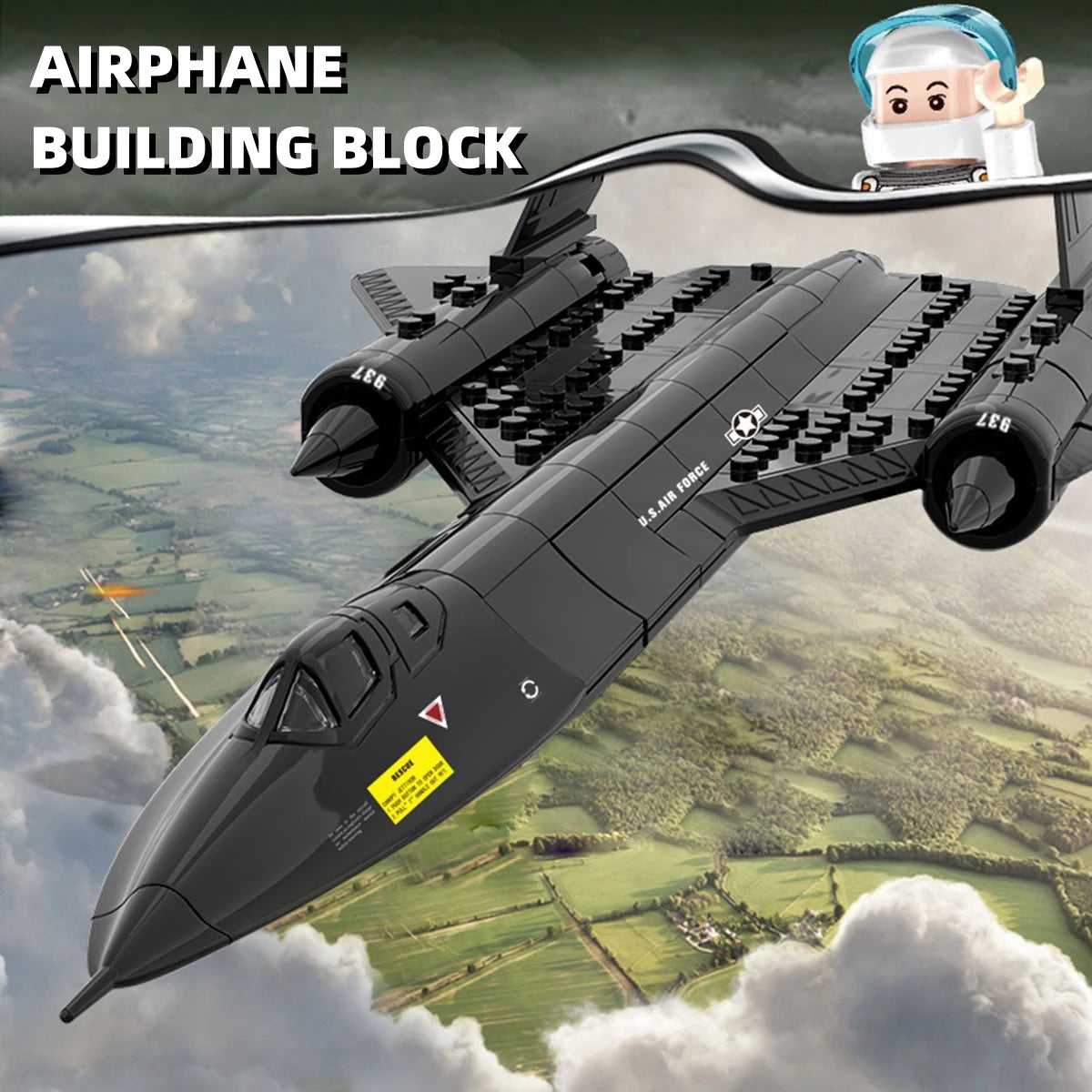 183pcs SR-71 Blackbird US Air Force Reconnaissance AirplaneModel Fighter Assembling Building Block Toy Children Block Toys Gift
