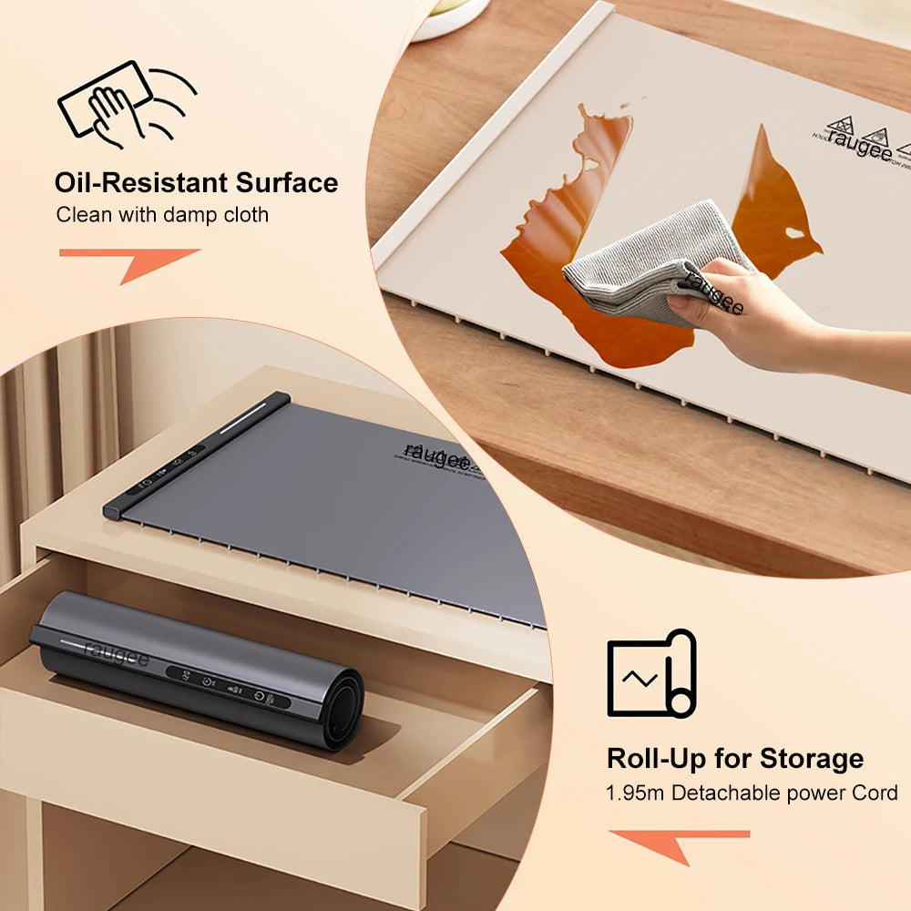 Food Warmer Plate Electric Warming Tray for Food Fast Heating Food Warming Pad Foldable Food Warming Mat Electric Food Warmer