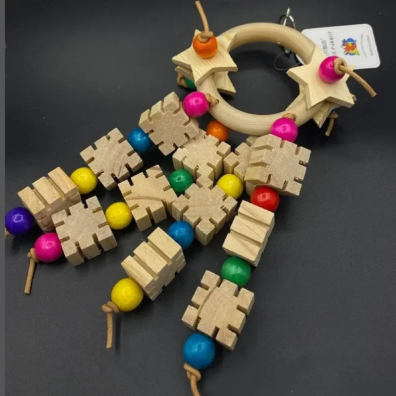 Parrot Toys, Five Pointed Star Rings, Bird Supplies, Tools, Chew Swings, Wooden Medium To Large Bird Toys Parrot Toys