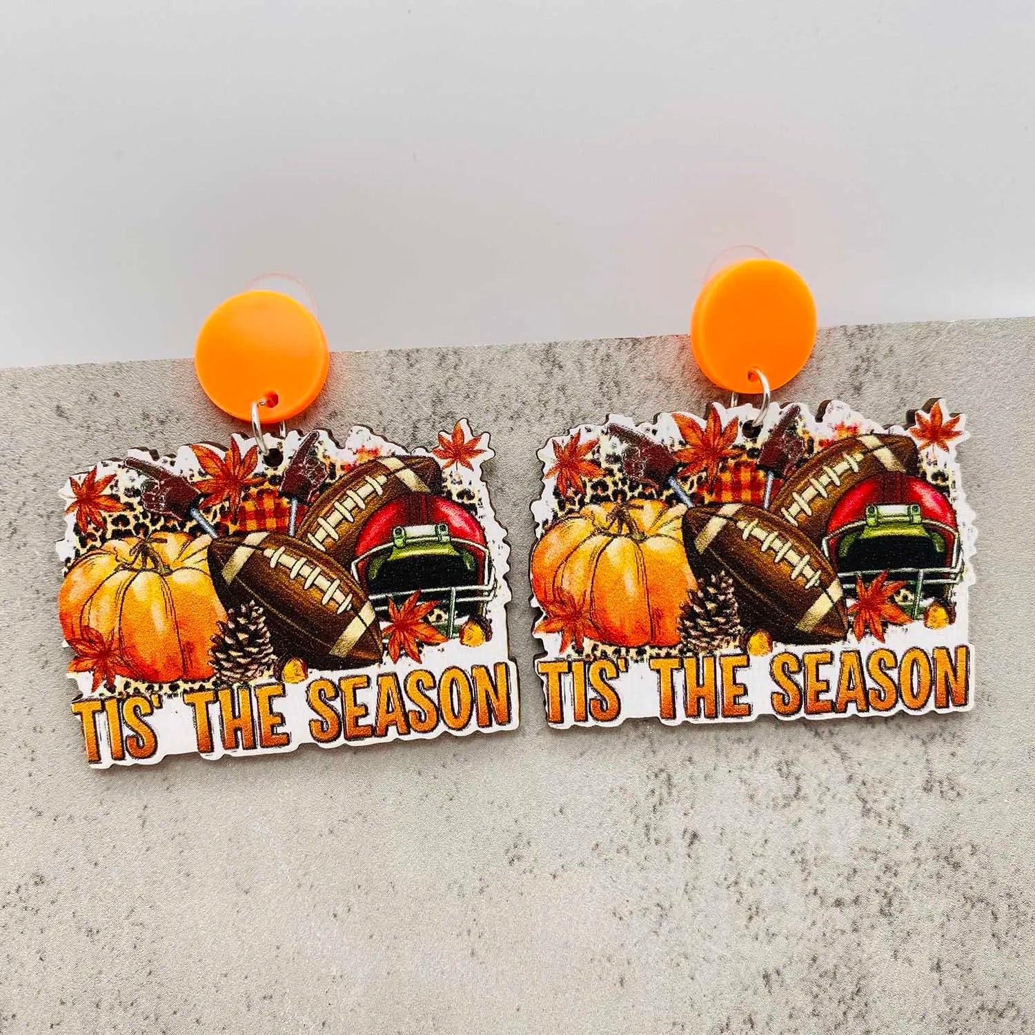New Autumn Baseball Wooden Earrings Turkey Turquoise Pineapple Pumpkin Truck Vintage Earrings for Women Thanksgiving Gifts