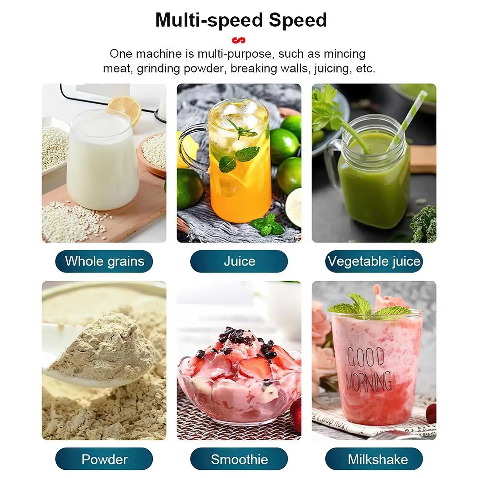 2000W Commercial Blender | Heavy Duty Food Processor & Ice Crush Mixer | High Power Juicer Stationary BPA-Free for Kitchen