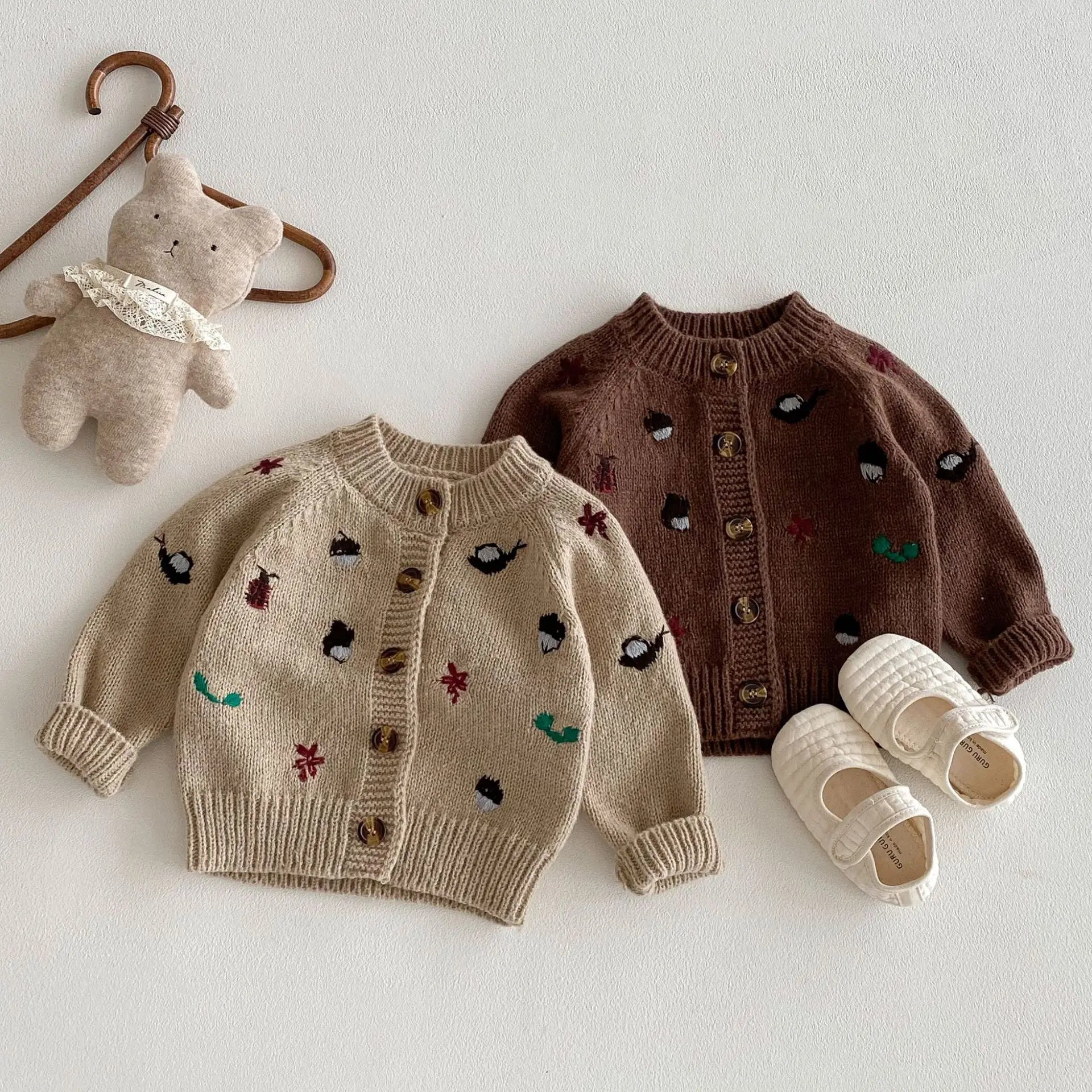 6852 Baby Knitted Sweater 2025 Autumn and Winter New Long Sleeve Embroidered Baby Boy's Cardigan Coat Girl's Sweater
