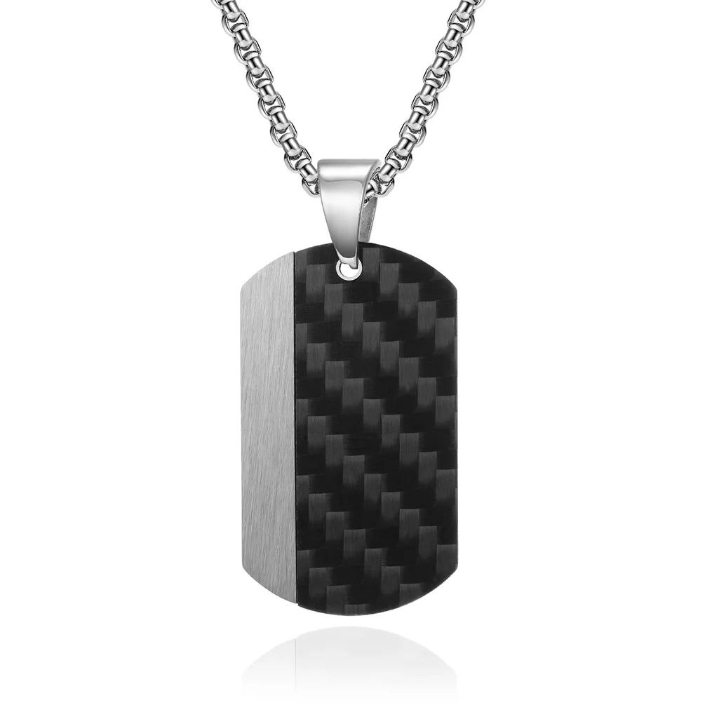 Two-tone Dog Tag Pendent Necklace for Men Stainless Steel Necklace Party Jewelry