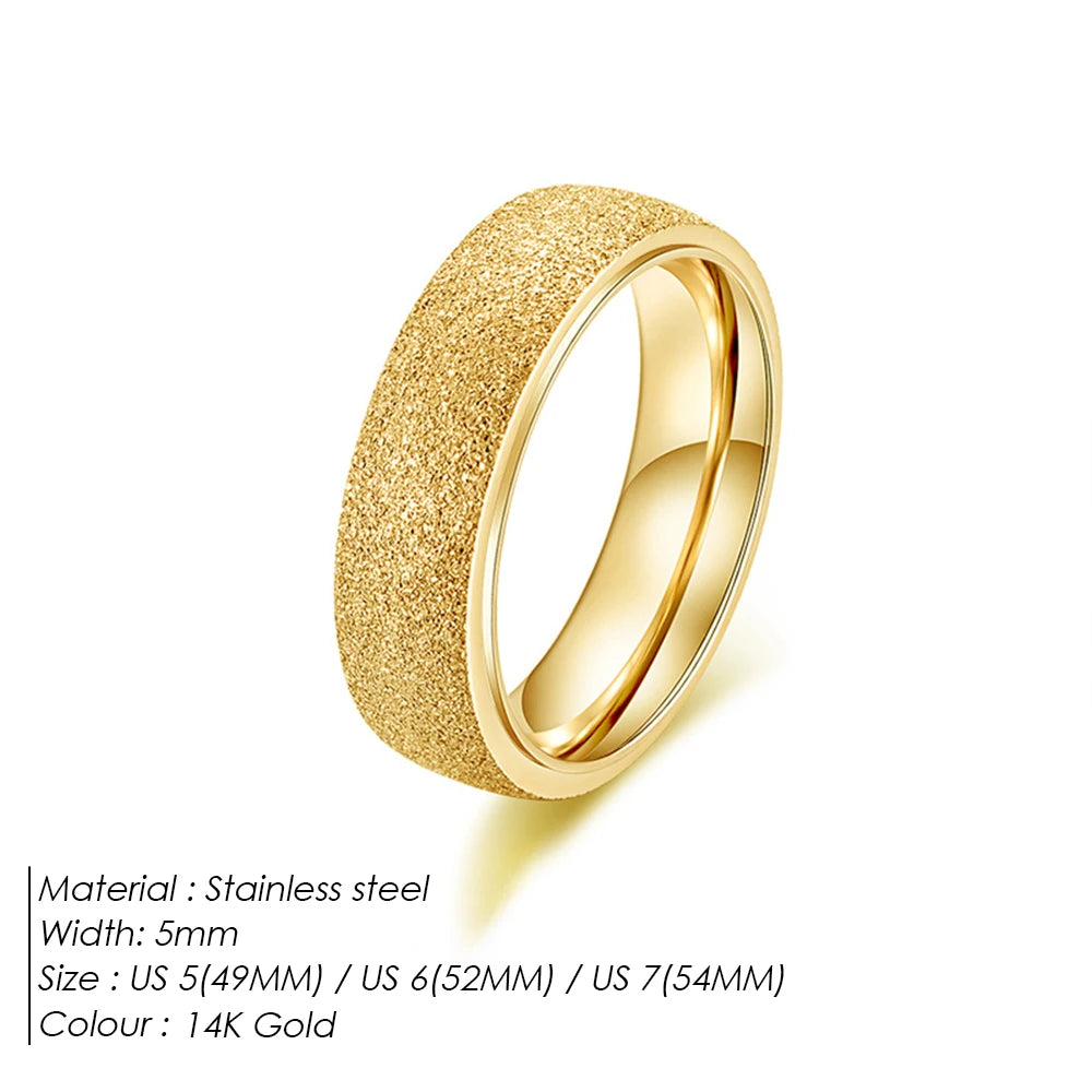 eManco Minimalist Personalized Frosted Stainless steel Women's ring Gold Color/Silver Color 2/3/5MM Wide Gold Girl Jewelry