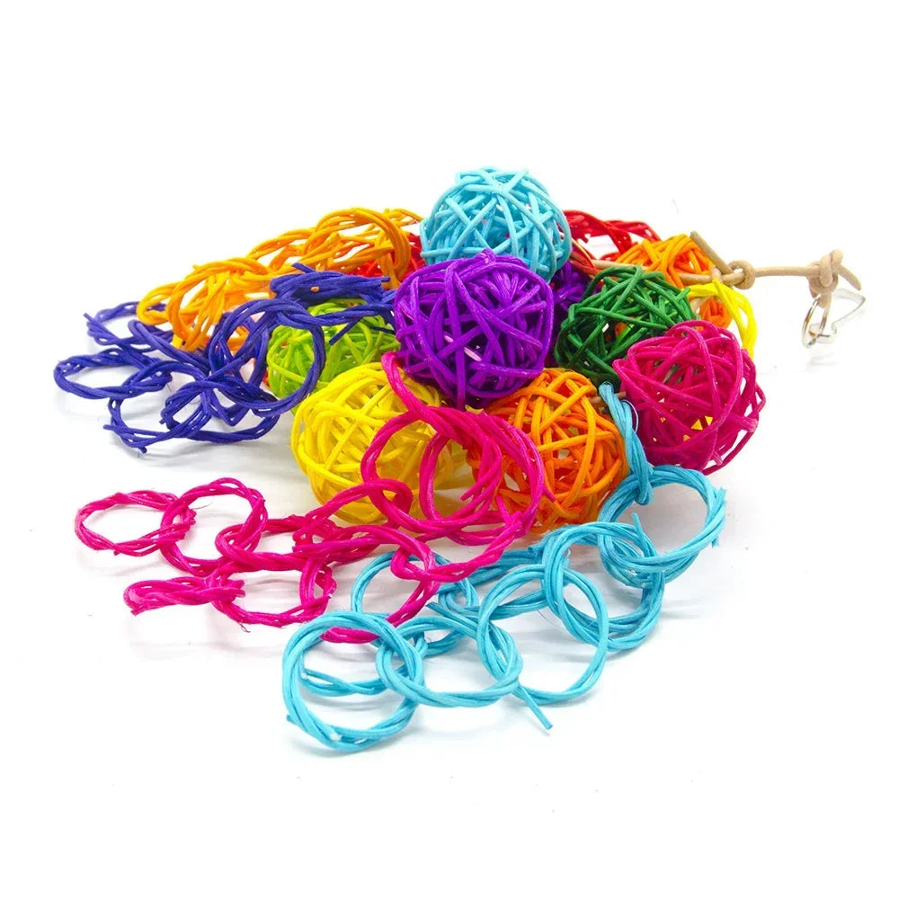 Parrot toys, Colorful wooden bird supplies, Unique shape, Diverse ways to play, Complete variety, Large parrot bite bird toys