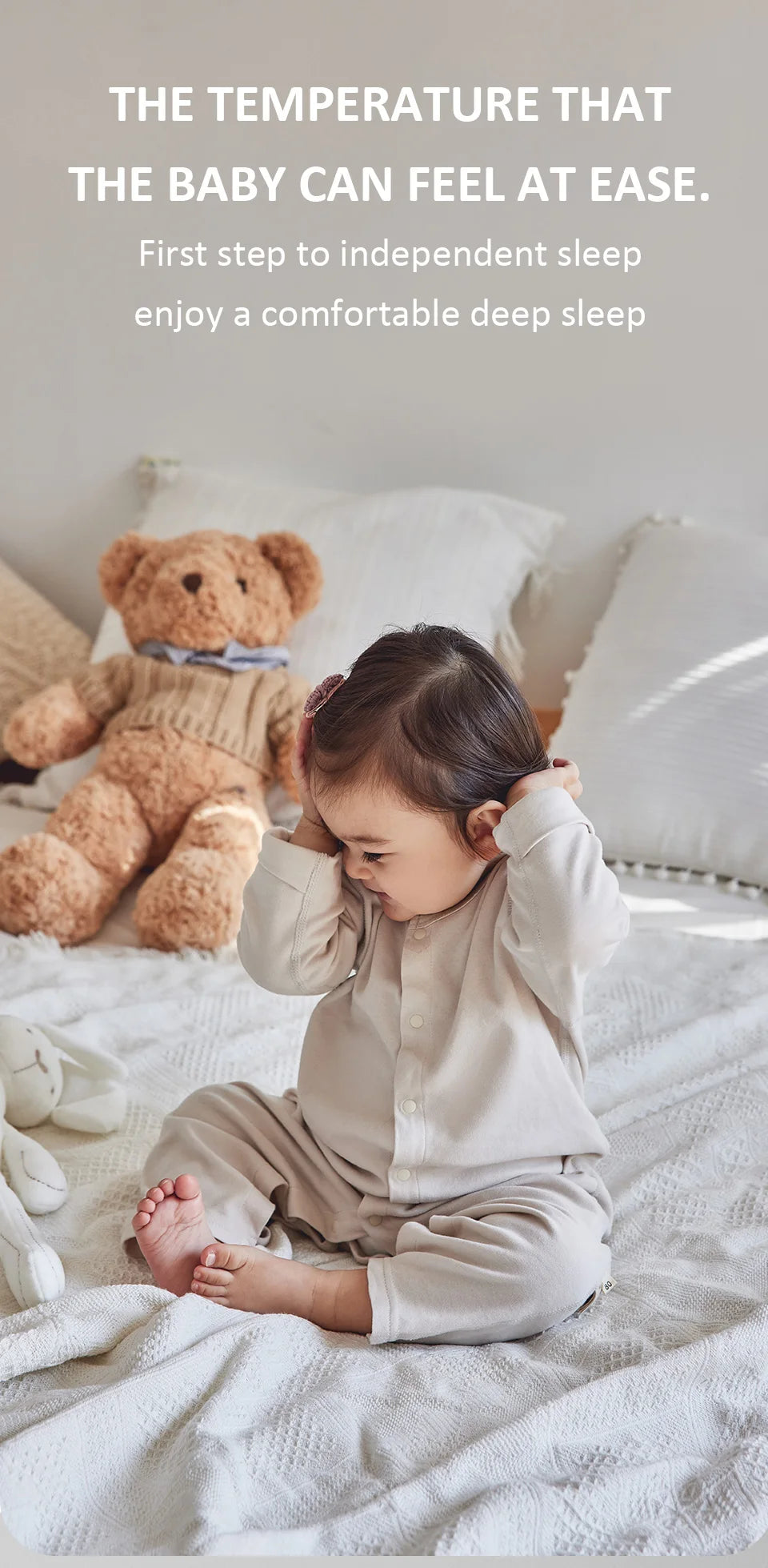 Baby Romper For 3-12Months Spring Thin 1.0Tog Jumpsuit Baby One-Piece Pajamas Soft Split-Leg Sleepwear Easy To Change Diaper