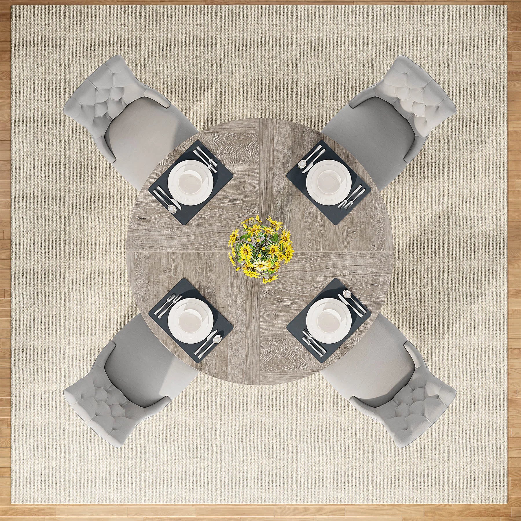 Tribesigns Table à manger ronde, table de cuisine de ferme, petite table quete, table à manger de cuisine pour salle à manger, 4 po, 47 po