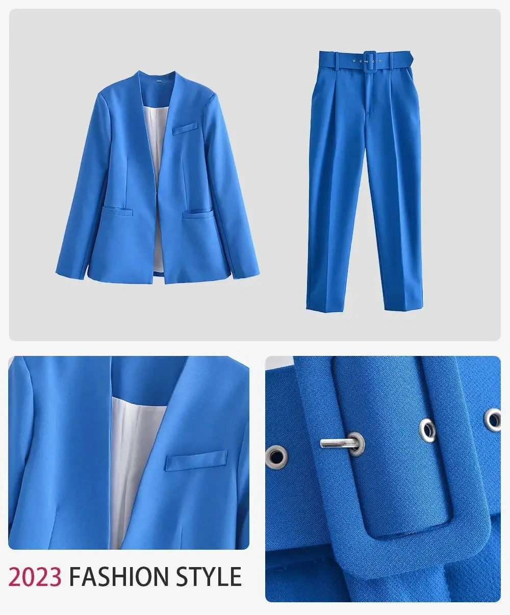 Ensemble 2 pièces pantalon taille haute et veste de bureau