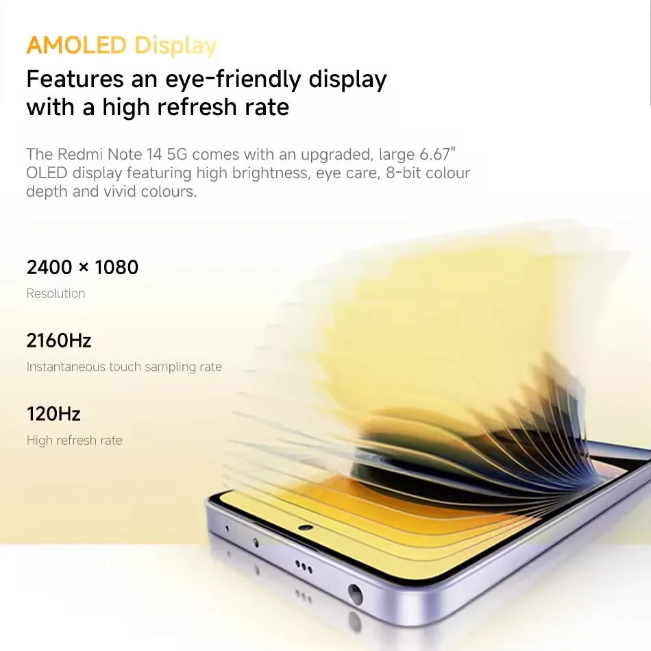 Global Version Xiaomi Redmi Note 14 5G Smartphone NFC MTK Dimensity 7025-Ultra 108MP Camera 5110mAh Battery 45W Turbo Charging
