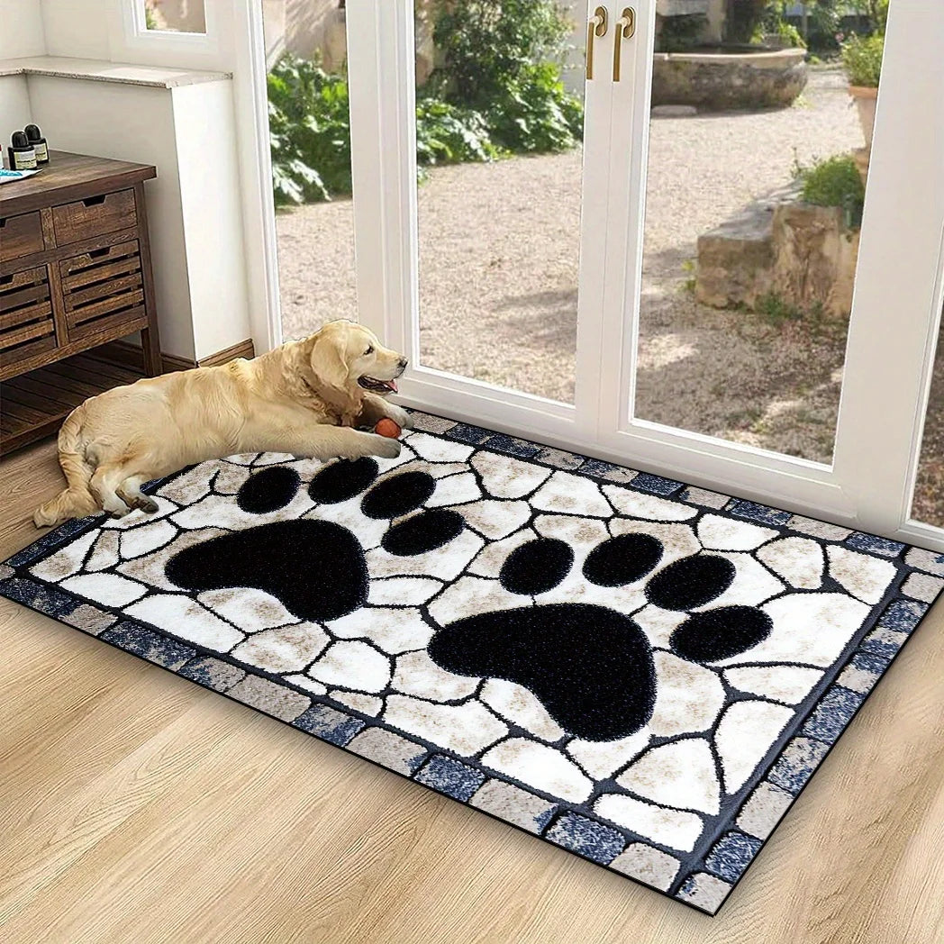 1pc Cute Door Mat Paw Printed Rectangular Door Mat with Silicone Base Sophisticated Bathroom Entry Adding A Touch of Elegance