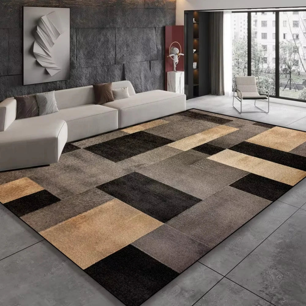 Timeless Black Brown Geometry Carpet for Living Room Decor Bedroom Bedside Soft Floor Mat Home Sofa Coffee Table Nonslip Rugs