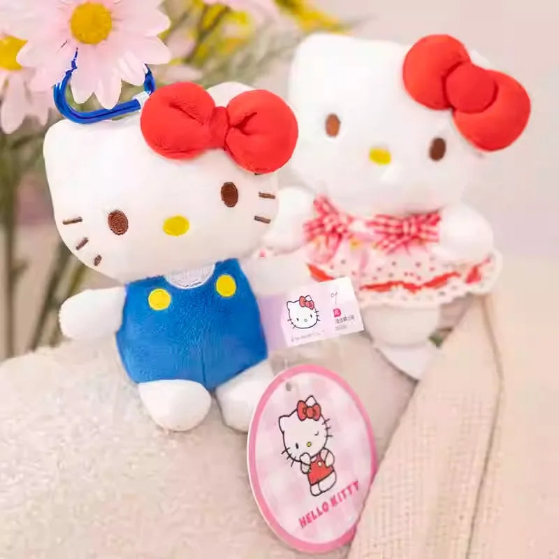 Genuine Sanrio Hello Kitty Cute Girl Keychain Car School bag Pendant Kids Plush Toys Keyring Plushier Birthday Thanksgiving Gift