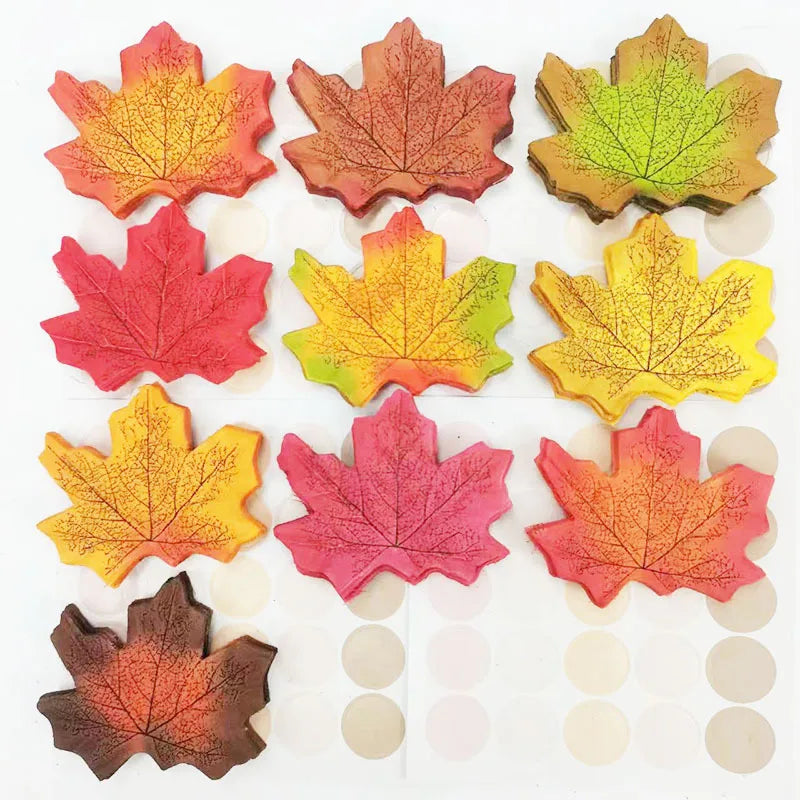 Yannew 500pcs Artificial Fall Maple Leaves Silk Leaf for Craft DIY Thanksgiving Wedding Party Decoration Autumn Home Table Decor