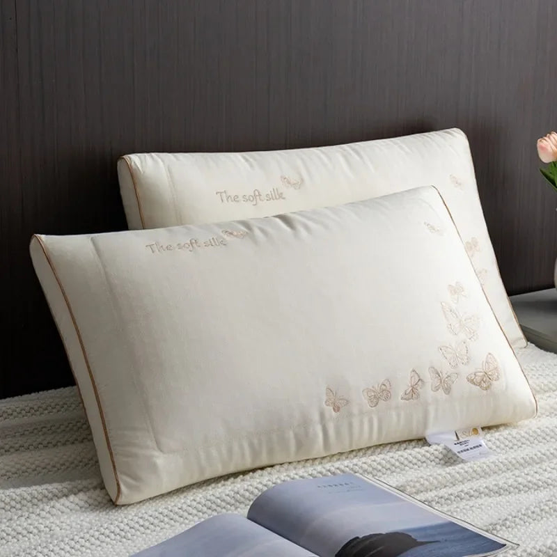 2025 new silkworm chrysalis protein butterfly silk pillow 48x74cm one pack/pair household breathable silk pillow