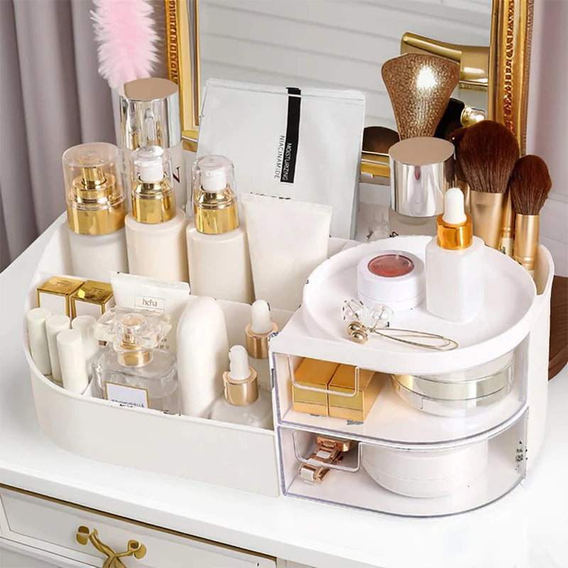 Boîte de rangement cosmétique avec tiroir