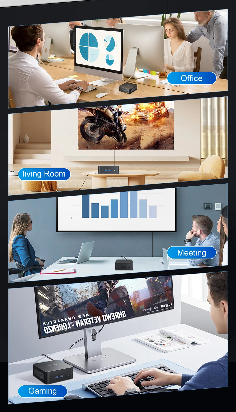 Ninkear N10 Mini PC Intel N100 up to 3.4GHz 16GB 512GB 2.4G+5G WIFI HDMI 2.0*2 Support dual-screen WIindows 11 Desktop computer