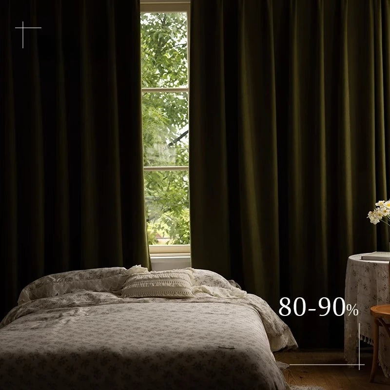 ستائر تعتيم من الشنيل لغرفة المعيشة وغرفة الطعام وغرفة النوم والحماية من الشمس باللون الأخضر الفرنسي الفاخر لتزيين المنزل حسب الطلب