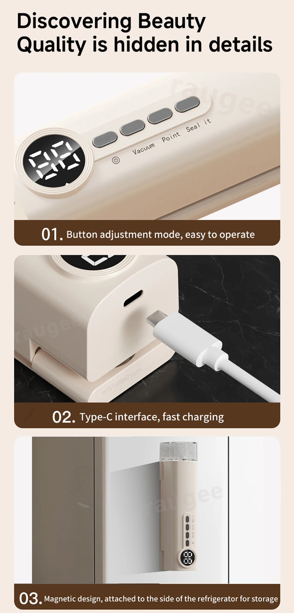 Vacuum Sealer Mini Wireless Food Vacuum Sealing Machine USB Rechargeable Automatic Plastic Bags Sealer For Household Use