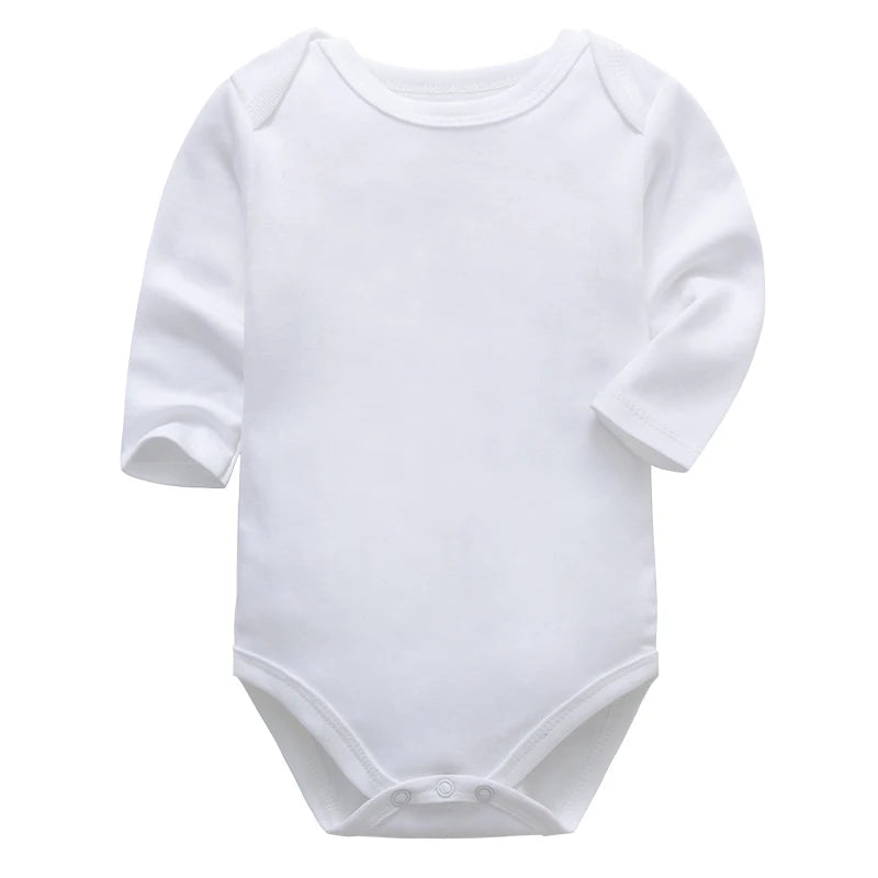 Newborn Footed Pajamas Zipper Girl and Boy Romper Long Sleeve Jumpsuit Cotton Solid White Fashion 0-12 Months Baby Clothes