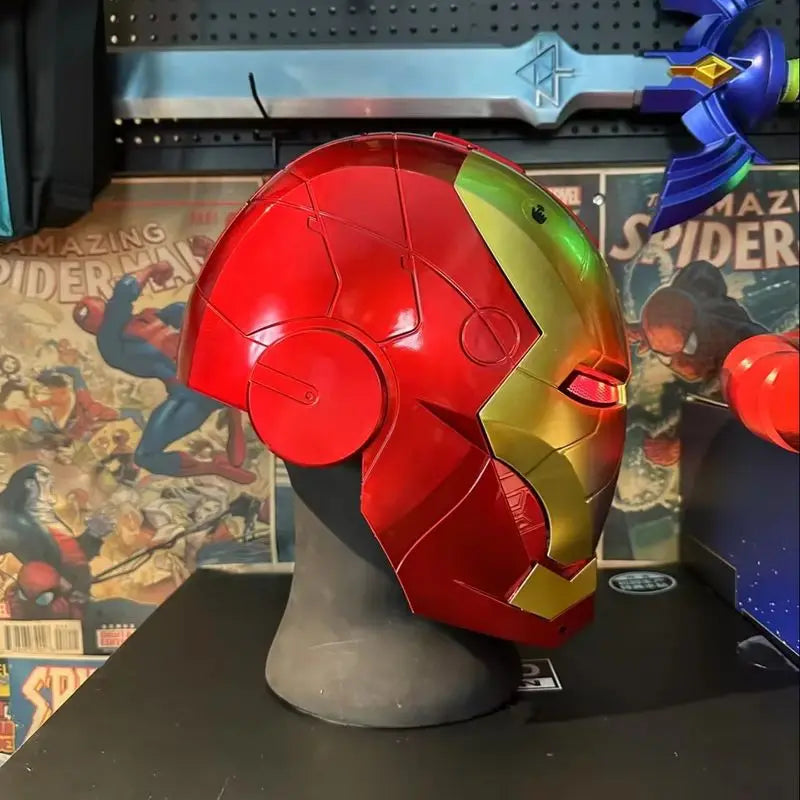 Marvel Iron Man Merchandise Helmet Mk5 Wearable Collectible Toy With Light Emitting And Manual Opening/Closing Feature Boys Gift