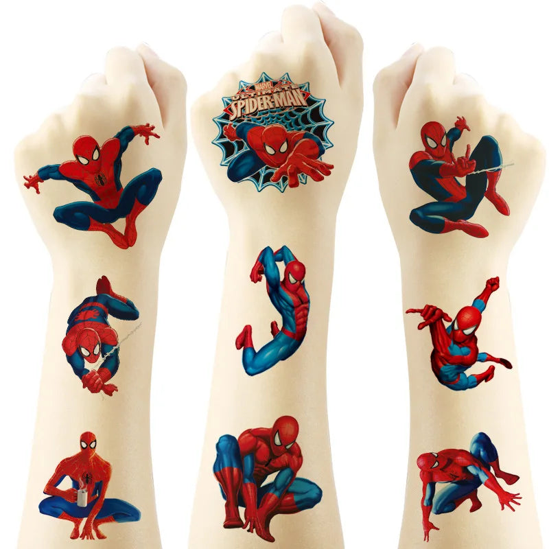 20Pcs/Set SpiderMan Tattoo Stickers Waterproof Cute Sticker Funny Cartoon Kids Girls Christmas Birthday Gift Reward Toy