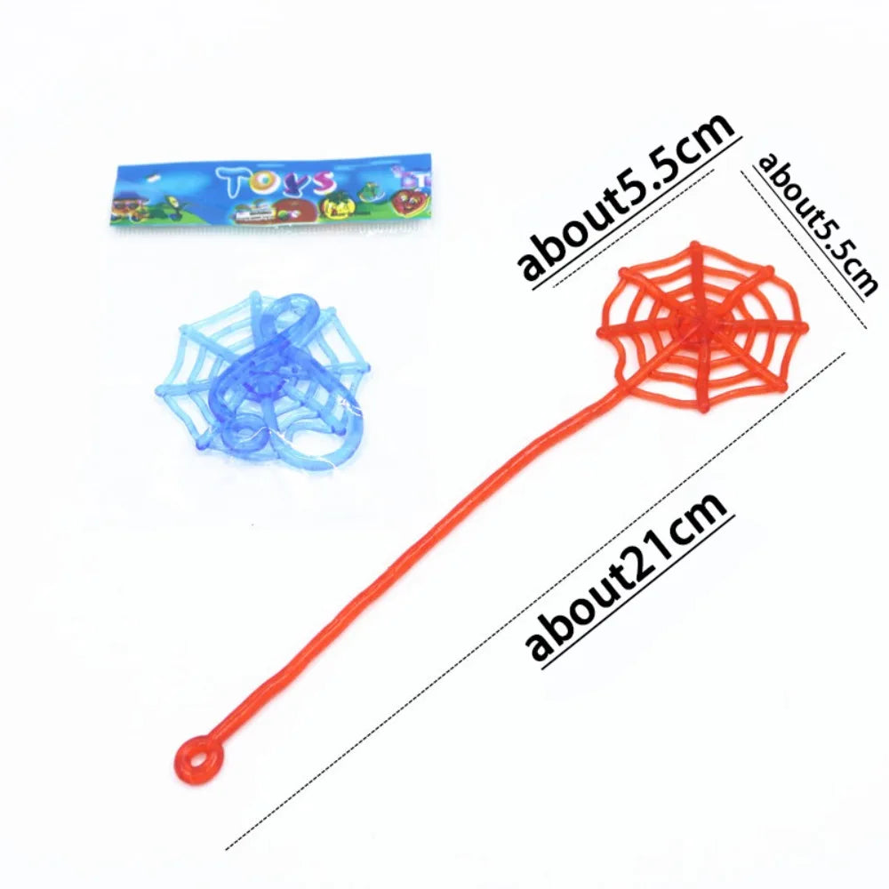 10Pcs Sticky Spider Web Plastic Multicolor Climbing Tricky Gag Toys Favor Elastic Stretchable Elastically Stretchable Spider Web