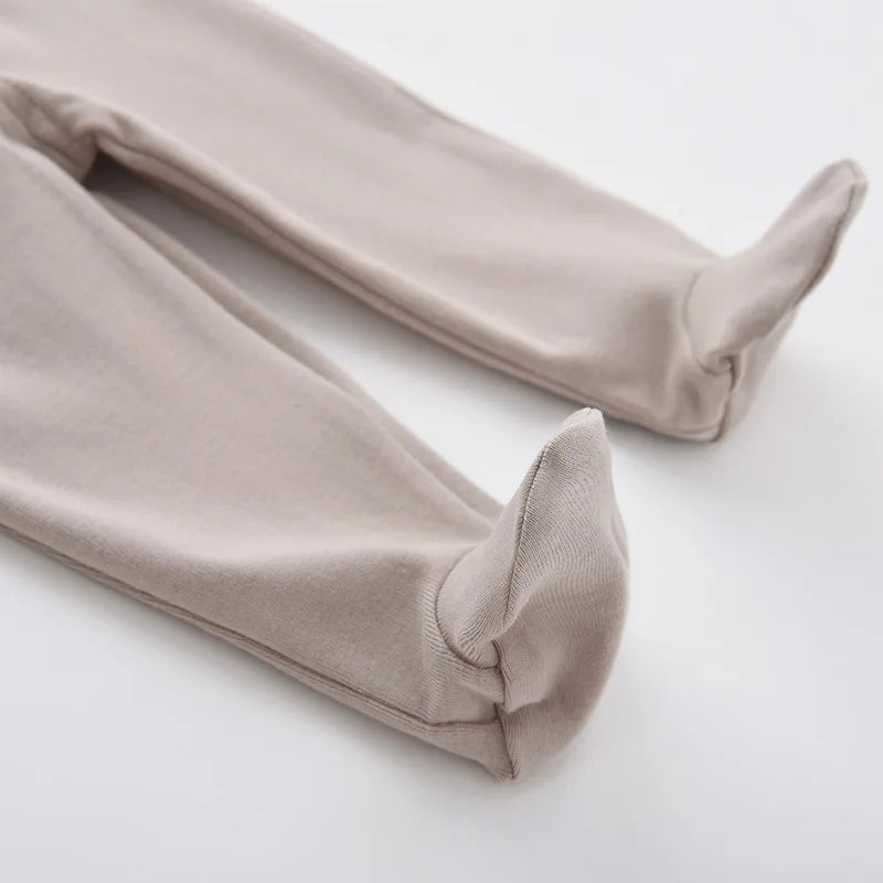 Newborn Baby Pants Boy Girl Cotton Leggings 0 To 12 Months Spring and Autumn High Waist Solid Color Foot Binding Trousers