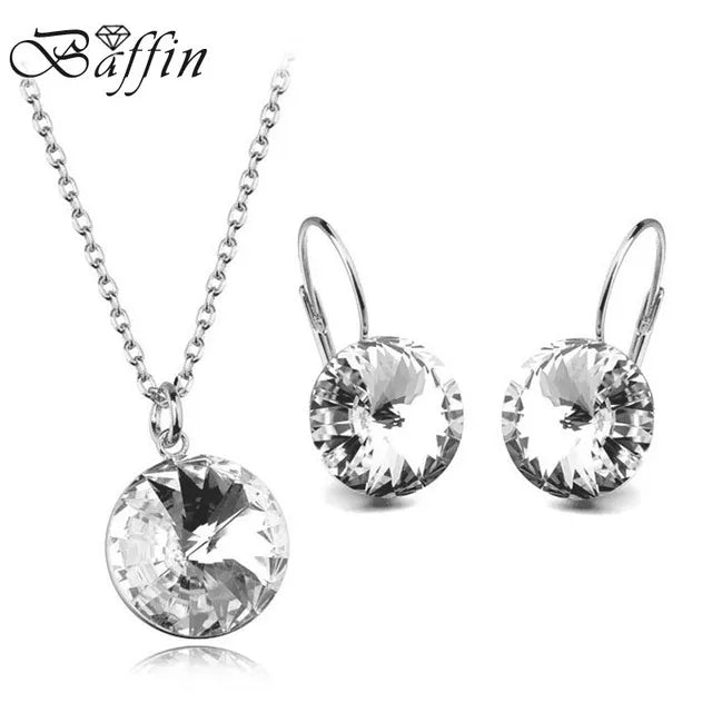 Silver Color Bella Jewelry Sets Crystals from Austria Pendant Necklace Drop Earrings for Women Party Wedding Evening Accessories