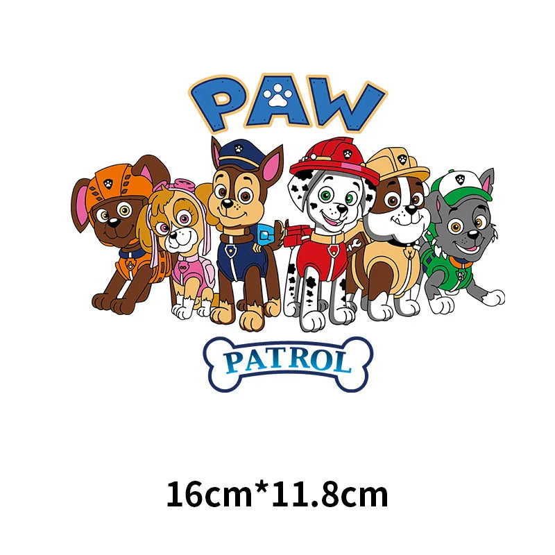 Cute Paw Patrol Patches for Clothes Children Clothes Sticker Diy Hoodies T-Shirt Heat Press Appliqued Iron Sticker