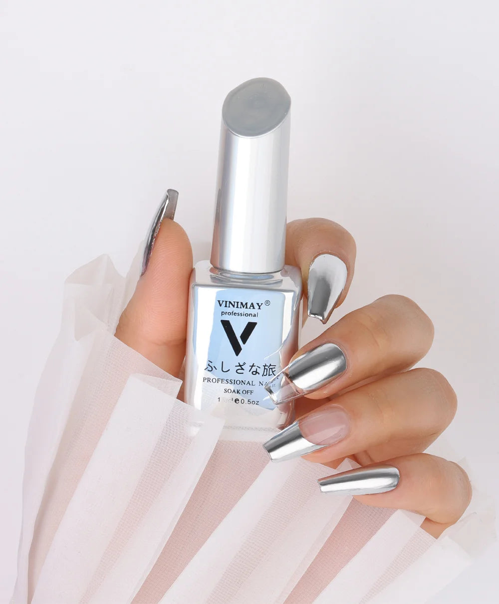 Vernis à ongles argent miroir métallique