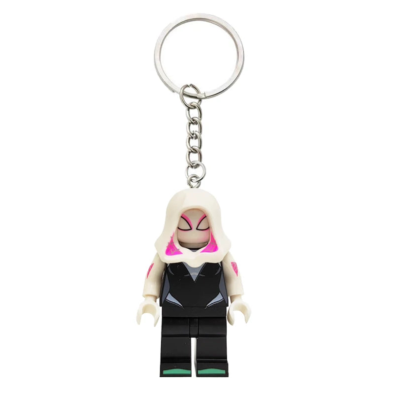 Marvel Spiderman Doll Universe Miles Gwen Cartoon Cute Building Blocks Assembled Toy Ornament Keychain School Bag Pendant Gift
